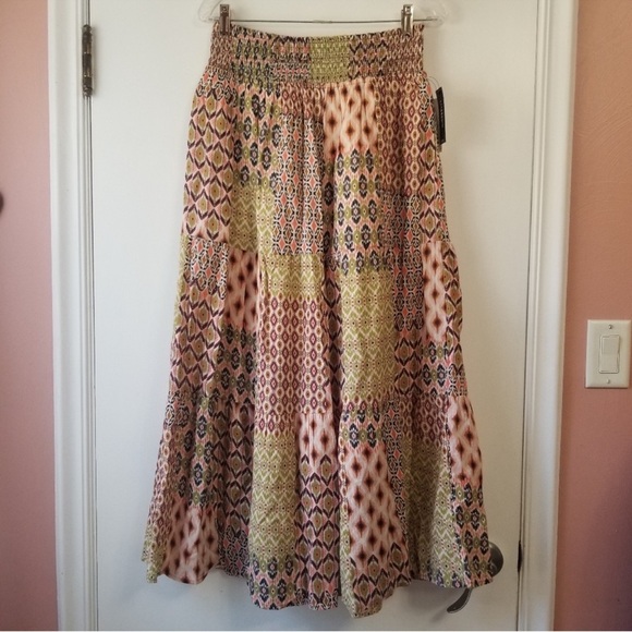LIVERPOOL LOS ANGELES Tiered Geo Patchwork Boho Maxi Skirt Size Large NWT - Picture 8 of 11